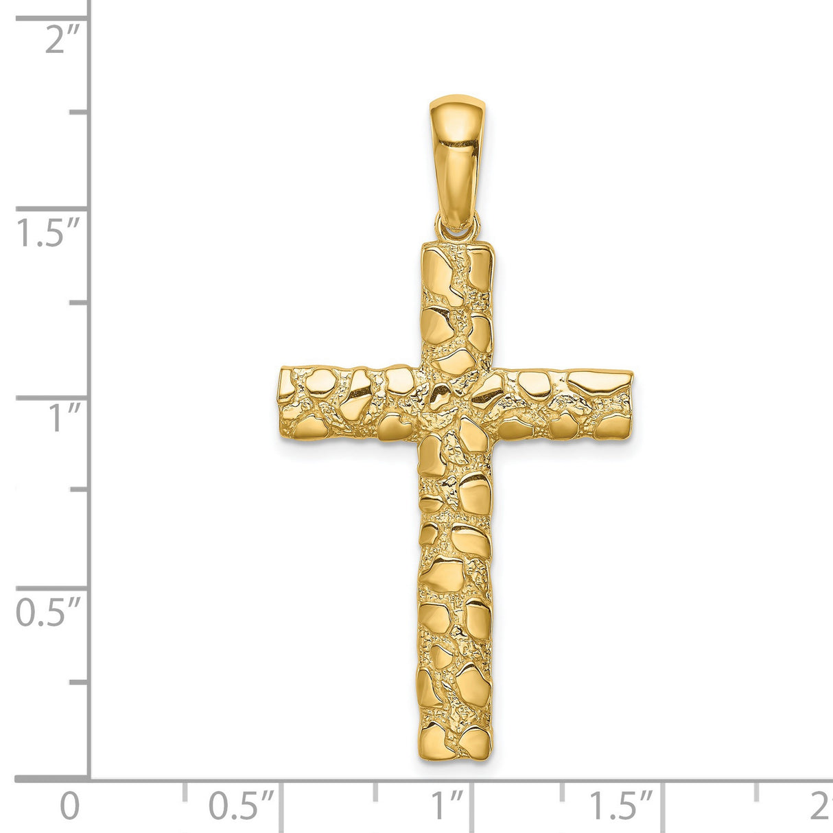 Nugget Cross Charm Pendant in Real 14k Yellow Gold