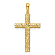 Nugget Cross Charm Pendant in Real 14k Yellow Gold