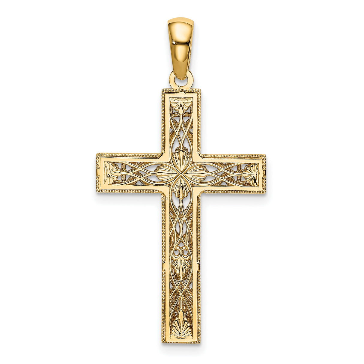 Cross Charm Pendant in Real 14k Multi-Tone Gold