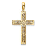 Cross Charm Pendant in Real 14k Multi-Tone Gold