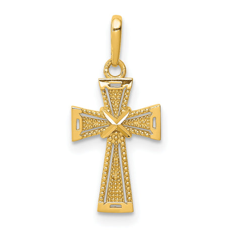 Cross Charm Pendant in Real 14k Yellow Gold