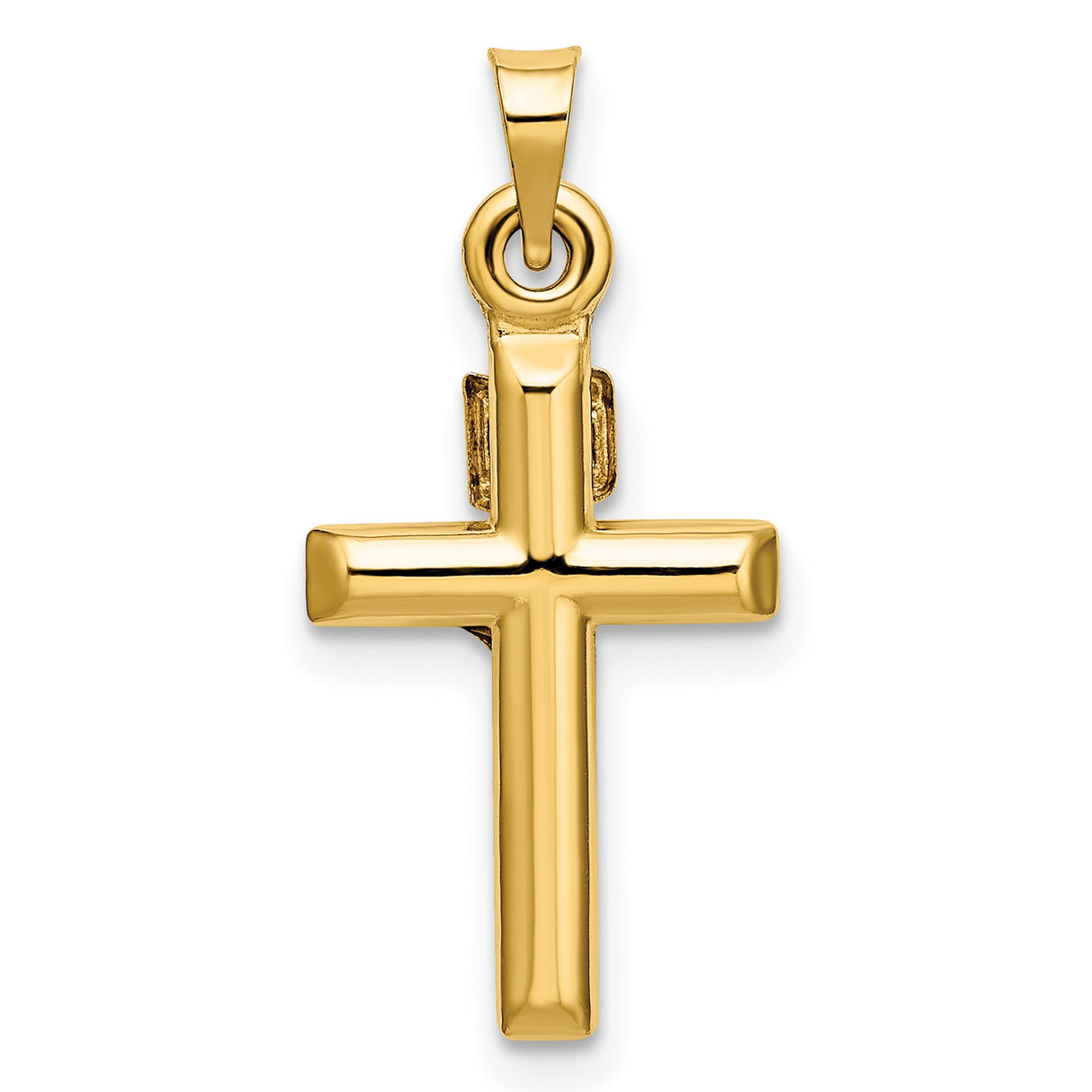 Hollow Crucifix Charm Pendant in Real 14k Yellow Gold