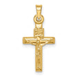 Hollow Crucifix Charm Pendant in Real 14k Yellow Gold