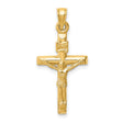 Hollow Crucifix Charm Pendant in Real 14k Yellow Gold