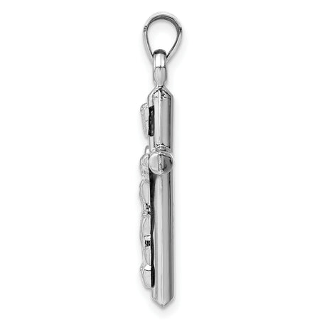 14k White Gold Crucifix Pendant with INRI Cross Charm, Polished Christian Jewelry