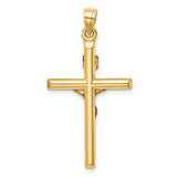 Hollow Crucifix Charm Pendant in Real 14k Yellow Gold