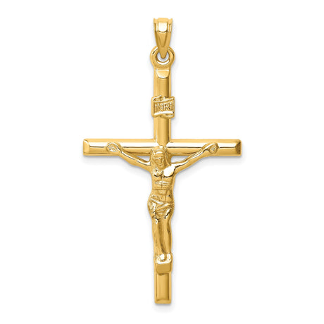 Hollow Crucifix Charm Pendant in Real 14k Yellow Gold