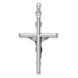 14k White Gold Crucifix Cross Pendant with Jesus and INRI Inscription for Men and Women