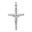 14k White Gold Crucifix Cross Pendant with Jesus and INRI Inscription for Men and Women