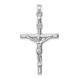 14k White Gold Crucifix Cross Pendant with Jesus and INRI Inscription for Men and Women