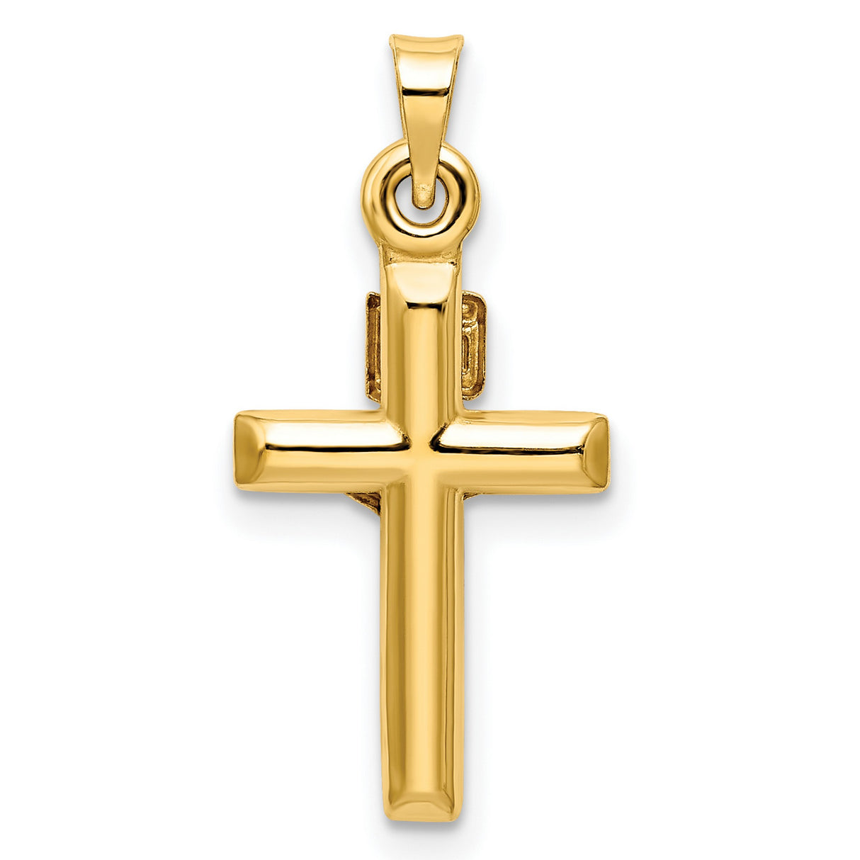 Hollow Crucifix Charm Pendant in Real 14k Multi-Tone Gold