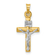 Hollow Crucifix Charm Pendant in Real 14k Multi-Tone Gold