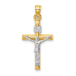 Hollow Crucifix Charm Pendant in Real 14k Multi-Tone Gold