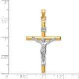 Hollow Crucifix Charm Pendant in Real 14k Multi-Tone Gold