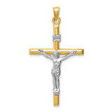 Hollow Crucifix Charm Pendant in Real 14k Multi-Tone Gold