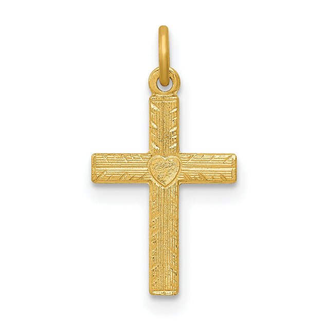 Latin Cross Charm Pendant in Real 14k Yellow Gold