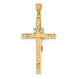 Polished INRI Crucifix Cross Charm Pendant in Real 14k Multi-Tone Gold