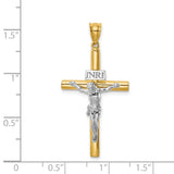 Polished INRI Crucifix Cross Charm Pendant in Real 14k Multi-Tone Gold