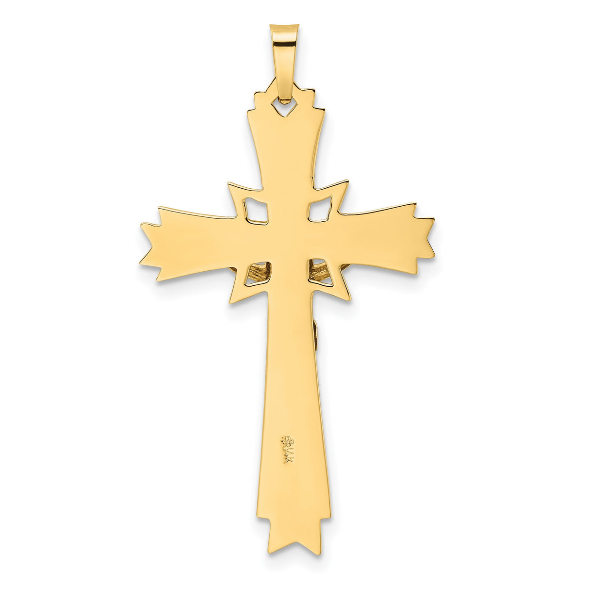 Polished Solid Fancy INRI Crucifix Charm Pendant in Real 14k Multi-Tone Gold