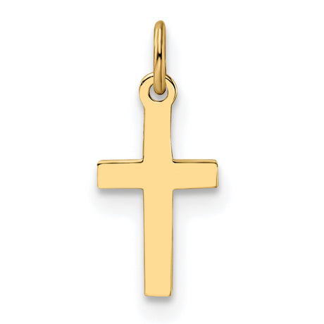 14k Yellow Gold Cross Pendant, Polished Christian Symbol, Minimalist Catholic Jewelry