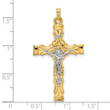 Solid INRI Crucifix Charm Pendant in Real 14k Multi-Tone Gold