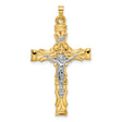 Solid INRI Crucifix Charm Pendant in Real 14k Multi-Tone Gold