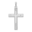 14k White Gold Cross Pendant with Beveled Edge and Lined Detail, Modern Religious Jewelry