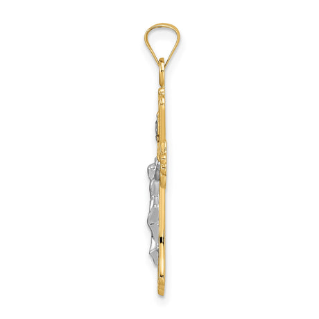 14k Two-Tone Gold Crucifix Cross Pendant with INRI Charm, Religious Christian Symbol