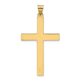 14k Yellow Gold Cross Pendant, Textured Religious Charm, Christian Catholic Jewelry for Men and Women