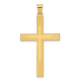 14k Yellow Gold Cross Pendant, Textured Religious Charm, Christian Catholic Jewelry for Men and Women