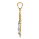 Polished Solid INRI Crucifix Charm Pendant in Real 14k Multi-Tone Gold