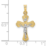 Polished Solid INRI Crucifix Charm Pendant in Real 14k Multi-Tone Gold