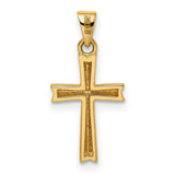 Diamond-Cut Small Latin Cross Charm Pendant in Real 14k Multi-Tone Gold