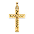 14k Yellow Gold Cross Pendant with Twisted Rope Center Design, Christian Religious Charm