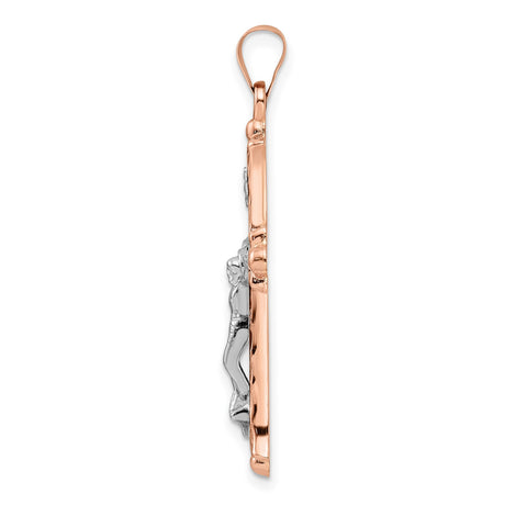 14k Two-Tone Gold Crucifix Pendant with INRI and Christ Figure Religious Jewelry