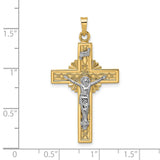 Polished Solid Celtic INRI Crucifix Charm Pendant in Real 14k Multi-Tone Gold