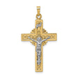 Polished Solid Celtic INRI Crucifix Charm Pendant in Real 14k Multi-Tone Gold