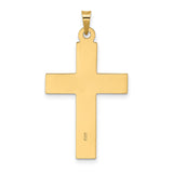 14k Yellow Gold Cross Pendant with Textured Woodgrain Finish, Rugged Christian Jewelry for Men or Women