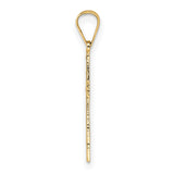 14k Yellow Gold Cross Pendant, Textured Openwork Christian Design with Polished Accents, Unisex