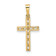 14k Yellow Gold Cross Pendant, Textured Openwork Christian Design with Polished Accents, Unisex