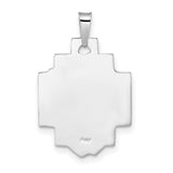 14k White Gold Jesus Head Pendant with Crown of Thorns and Cross Backdrop
