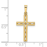14k Yellow Gold Cross Pendant with Textured Design, Christian Faith Jewelry for Women or Unisex