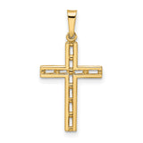 14k Yellow Gold Cross Pendant with Textured Design, Christian Faith Jewelry for Women or Unisex