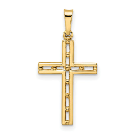 14k Yellow Gold Cross Pendant with Textured Design, Christian Faith Jewelry for Women or Unisex