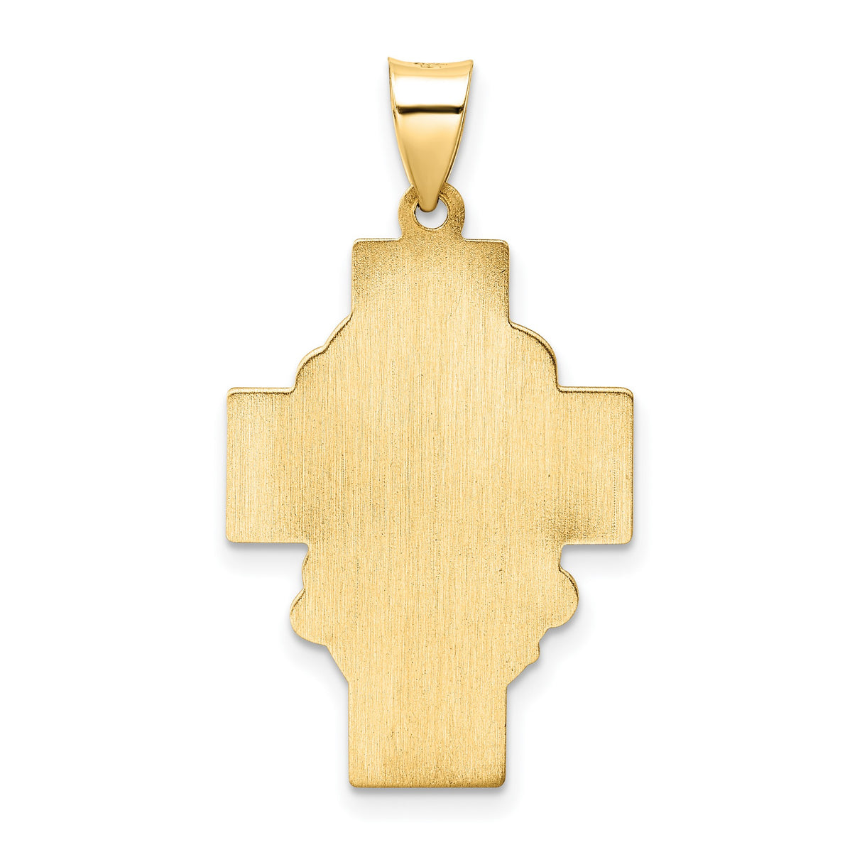 14k Yellow Gold Jesus Face Pendant with Crown of Thorns on Textured Cross Background