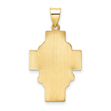 14k Yellow Gold Jesus Face Pendant with Crown of Thorns on Textured Cross Background
