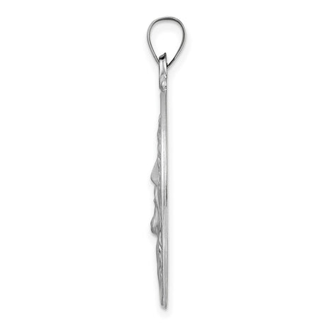 14k White Gold Jesus Face Pendant with Halo and Crown of Thorns Religious Medallion