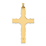 14k Yellow Gold Cross Pendant with Baroque Detailing and Floral Motif for Women