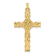 14k Yellow Gold Cross Pendant with Baroque Detailing and Floral Motif for Women