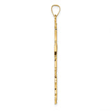 14k Yellow Gold Cross Pendant with Floral Center, Ornate Christian Religious Charm for Women